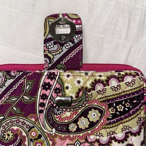Vera Bradley RFID Very Berry Fuchsia Pink Brown Zip Turn-lock Large Wallet - Picture 8 of 10